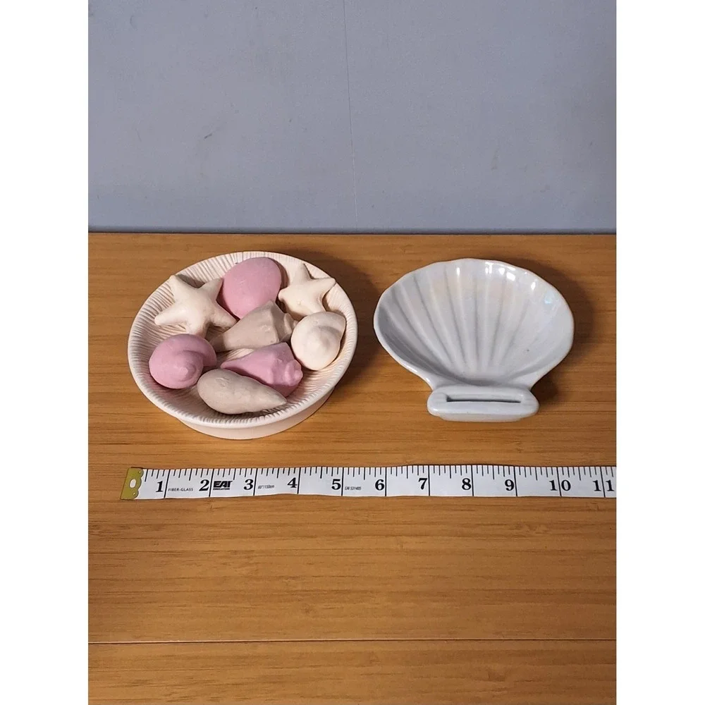 Vintage Pair Of Beach Themed Soap Or Trinket Dishes See Pictures Lot Of 2